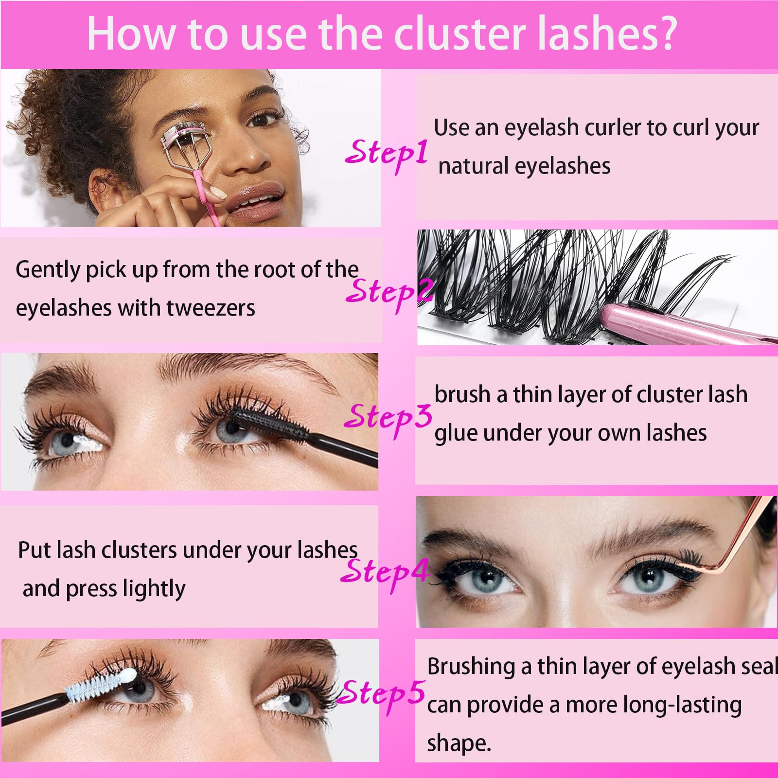 DIY Lash Extension Individual Full Volume Lashes 300Pcs Wispy Curly Clusters Lashes 40D 9mm-16mm D Curl Natural False Lashes Extensions DIY at Home ，by Zovimi (40D Lash Clusters)