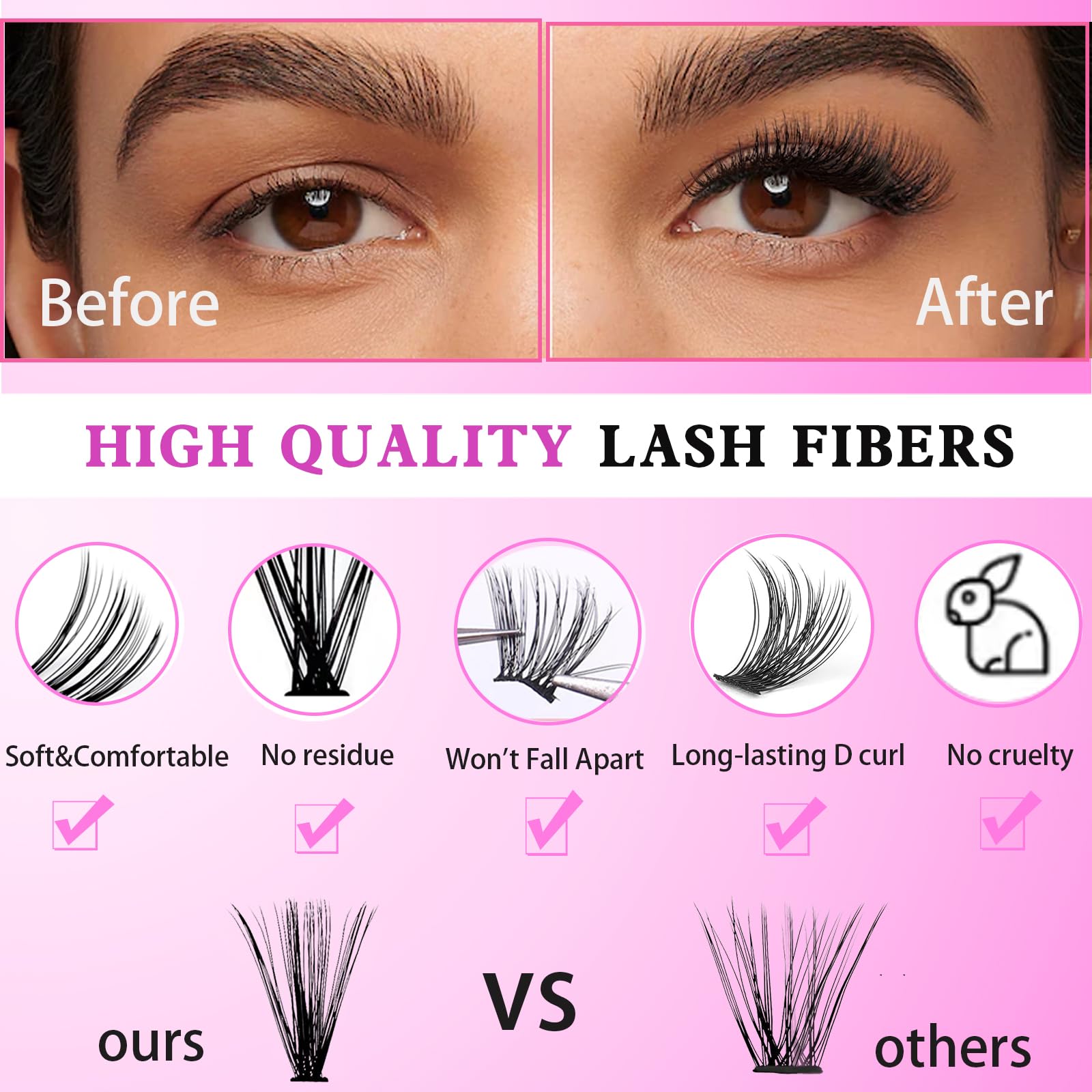 DIY Lash Extension Individual Full Volume Lashes 300Pcs Wispy Curly Clusters Lashes 40D 9mm-16mm D Curl Natural False Lashes Extensions DIY at Home ，by Zovimi (40D Lash Clusters)