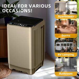OOTDAY Washing Machine, 2.3 cu.ft Portable Washing Machine, Full Automatic Portable Washer, 10 Wash Programs, Laundry Washer with Drain Pump, for Apartments, Dorm, RV Camping, Bathroom (Gold)