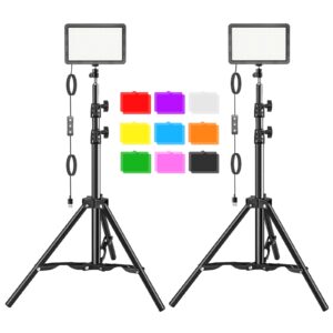 hagibis studio led video light kit - 9 color filters, adjustable tripod, for photo video streaming