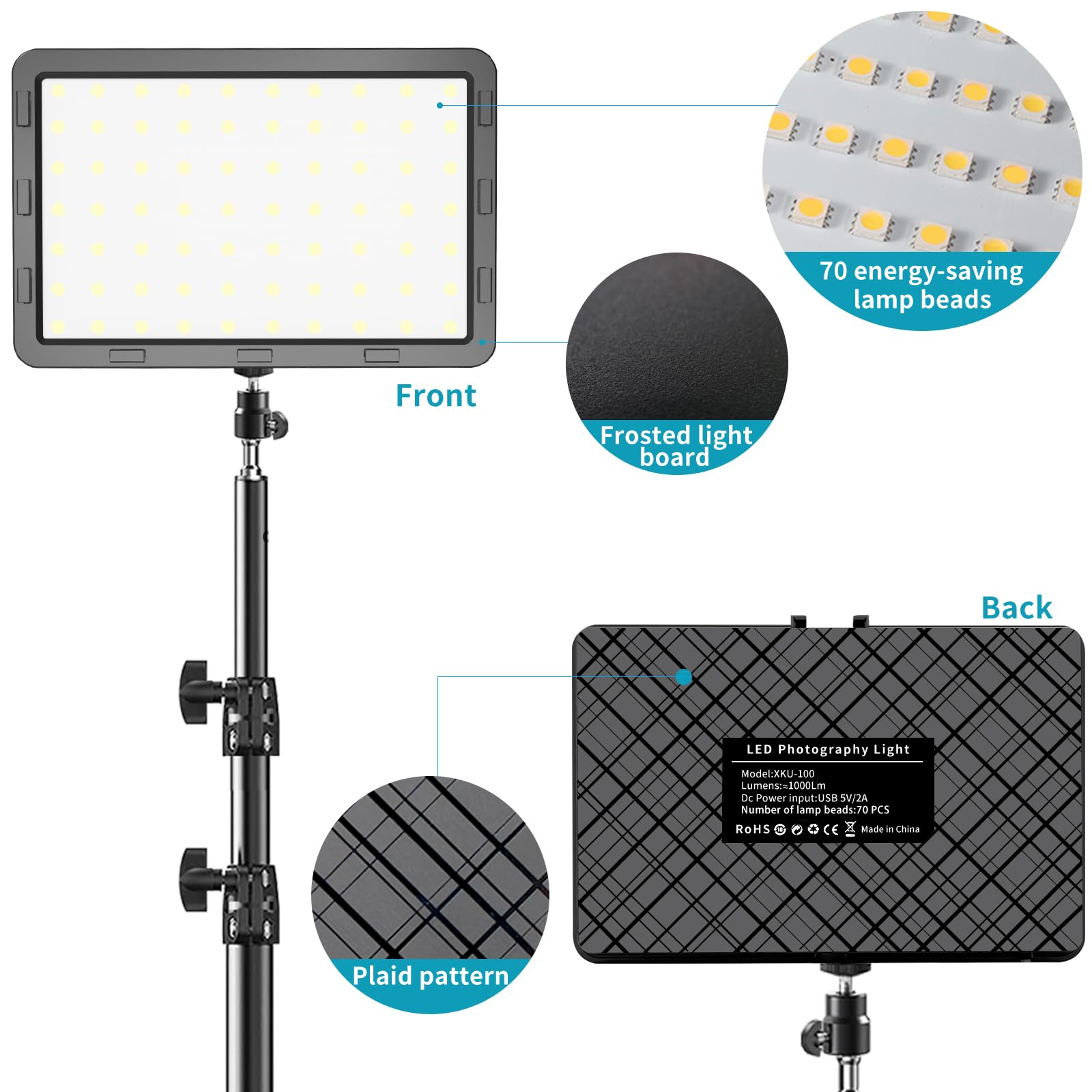 Hagibis Studio LED Video Light Kit - 9 Color Filters, Adjustable Tripod, for Photo Video Streaming