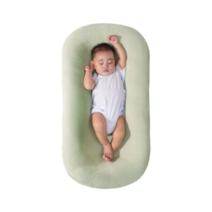 saanerueen baby lounger for newborn 0-24 months, infant nest sleeping for baby in bed, soft breathable washable newborn lounger for baby (green,0-12 months)