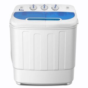 winado portable washing machine 15lbs, compact mini washer machine & dryer combo, built-in gravity drain, small twin tub washer with spin cycle for college rooms, apartments, dorms, rv