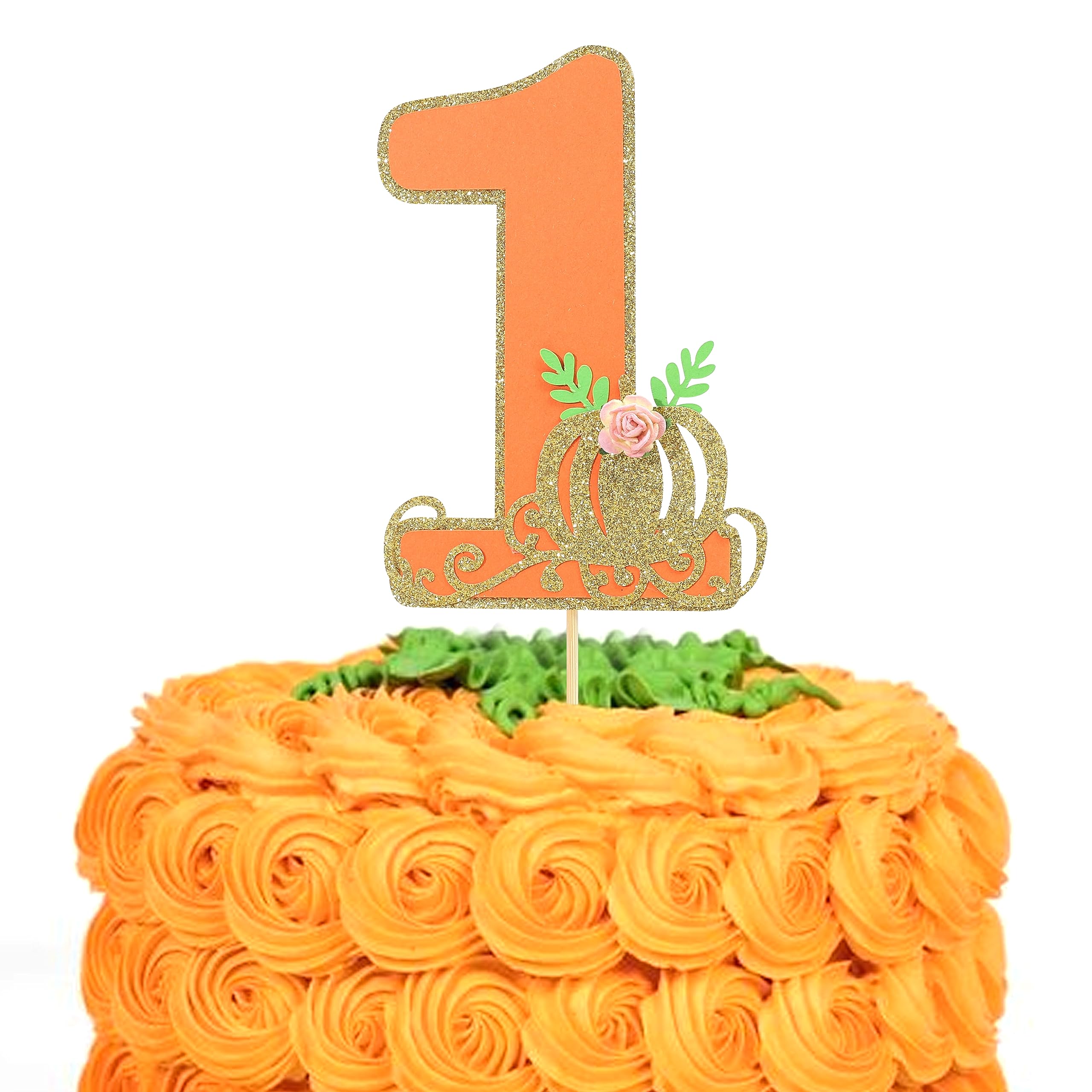 Little Pumpkin One Cake Topper - Girl First Birthday Cake Topper, Pumpkin 1st Birthday Party Decorations, Fall Birthday Cake Topper, Smash Cake Topper (Pumpkin One Cake Topper Orange)