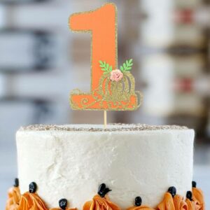 Little Pumpkin One Cake Topper - Girl First Birthday Cake Topper, Pumpkin 1st Birthday Party Decorations, Fall Birthday Cake Topper, Smash Cake Topper (Pumpkin One Cake Topper Orange)