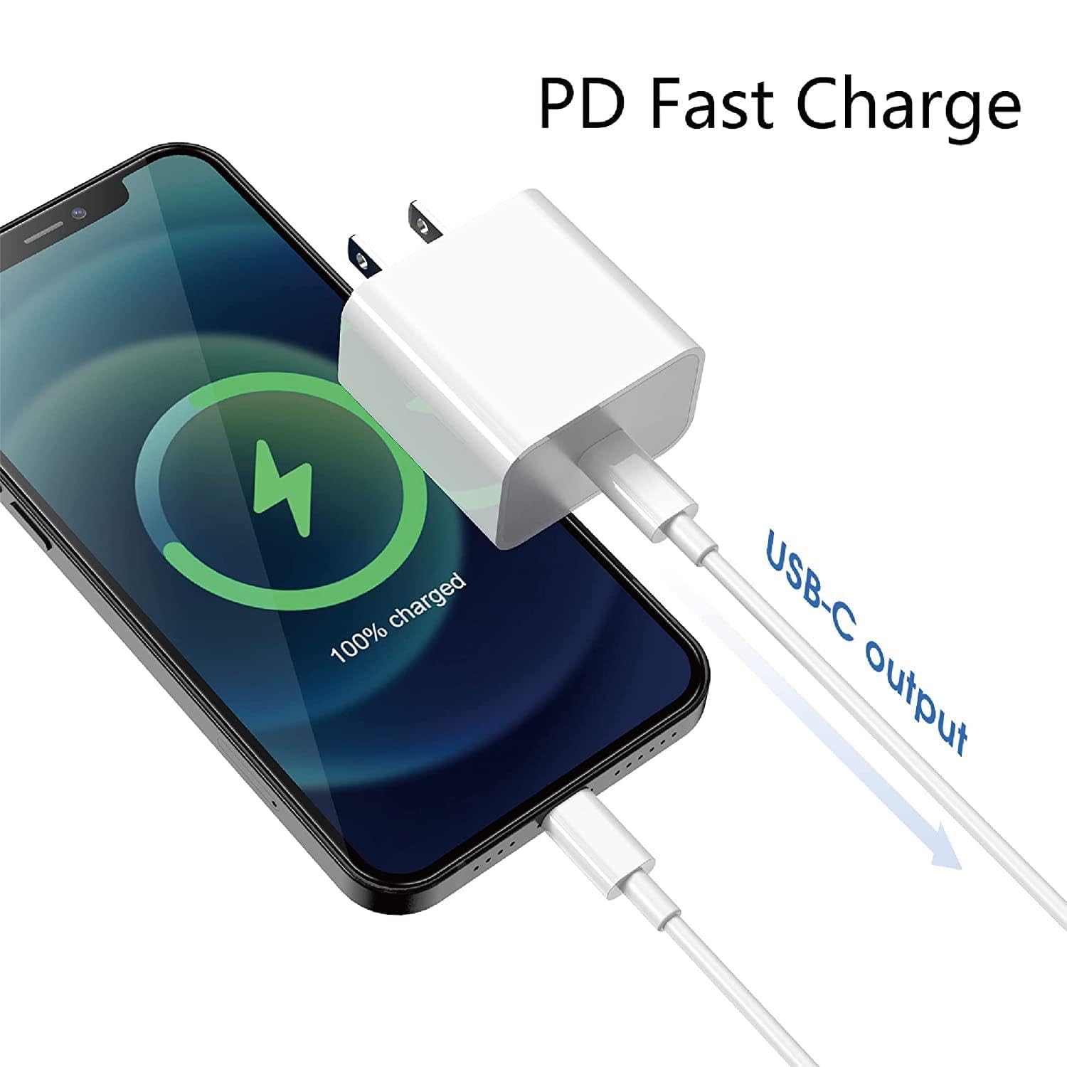 Wall Fast Charger 20W USB C Power Delivery Wall Charger Plug with Type C to Cable Quick Charging Data Sync Cord for iPhone14 13 12 11 Pro Max Mini Xr X Pad