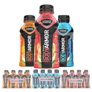 BODYARMOR Sports Drink Variety Pack, Coconut Water Hydration, Natural Flavors w Vitamins, Potassium Packed Electrolytes For Athletes, Strawberry Banana, Blue Raspberry, Orange Mango, 12 Oz - 24 pack