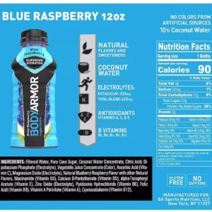 BODYARMOR Sports Drink Variety Pack, Coconut Water Hydration, Natural Flavors w Vitamins, Potassium Packed Electrolytes For Athletes, Strawberry Banana, Blue Raspberry, Orange Mango, 12 Oz - 24 pack