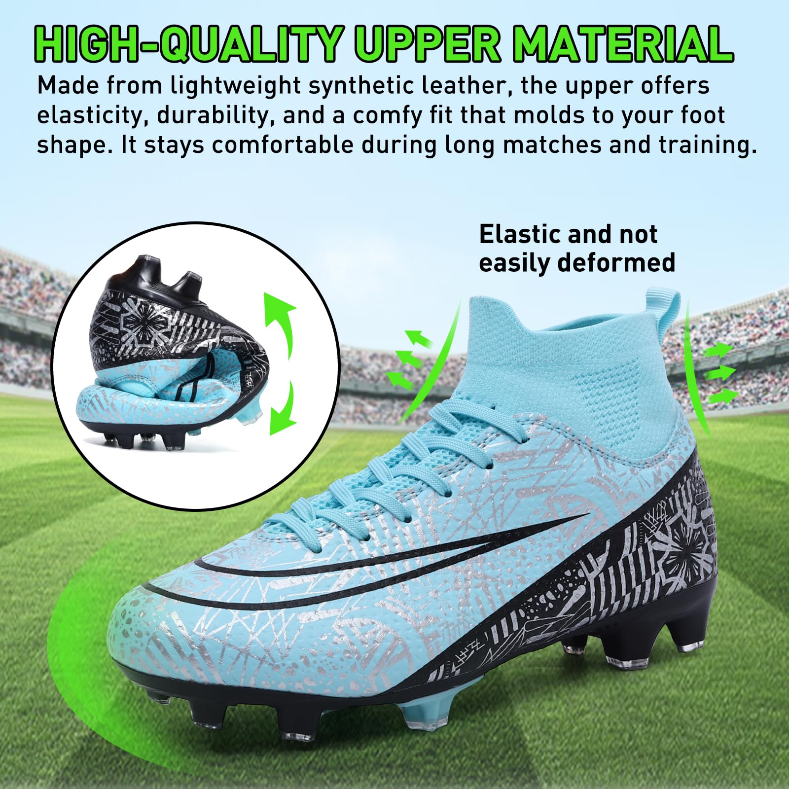 Mens Soccer Cleats Women Football Cleats Tacos De Futbol para Hombre Soccer Shoes Football Shoes for Turf Futsal Shoes Cleats Football Turf Cleats Professional Football Training Boots AG FG