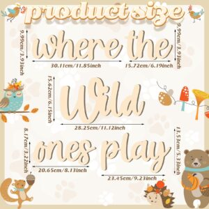 5 Pcs Playroom Wall Decor 15.4" x 18" 3D Where The Wild Ones Play Nursery Sign Wooden Wall Art Decoration for Kids Toddler Room Decor Boys and Girls Home Kindergarten Bedroom Word Sign