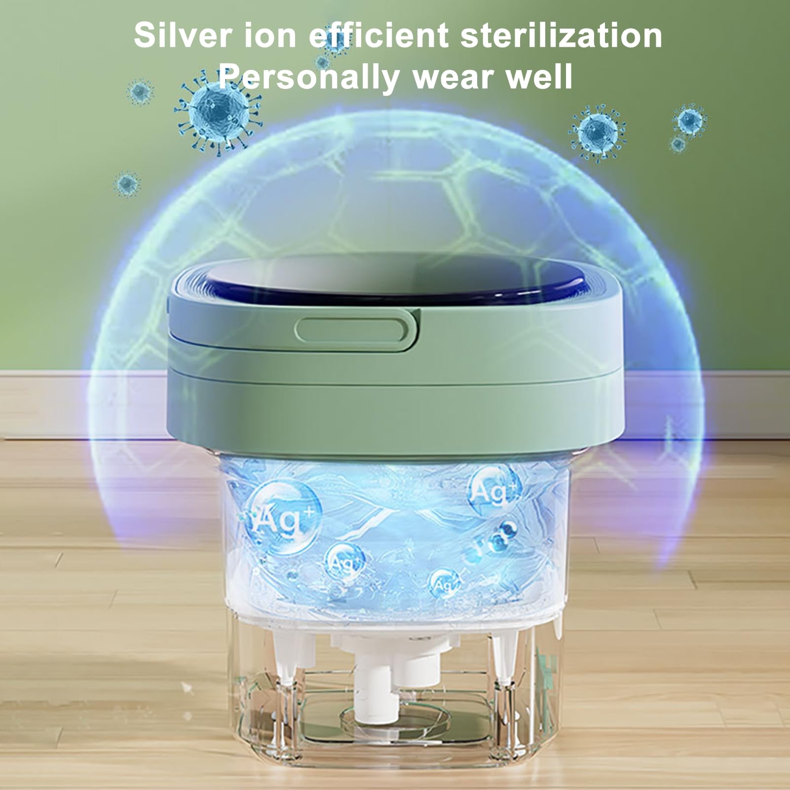 Kripyery 6.5Liter Convenient Washer, Foldable Mini Washer, Suitable for Washing Small Items Such as Baby Clothes, Underwear, Towels, Socks, for Dormitory, Camping Green