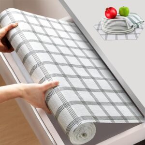 beautysaid drawer and shelf liners for kitchen cabinets, non adhesive slip resistant shelf paper thickened strong grip waterproof mats for bathroom bedroom shelve(plaid,12 in x 10 ft)