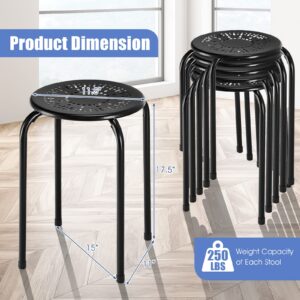 POWERSTONE Stackable Stools 6 Pack, Portable Stacking Bar Stools Iron Round Nesting Chairs Flexible Seating for Home Office School, Black