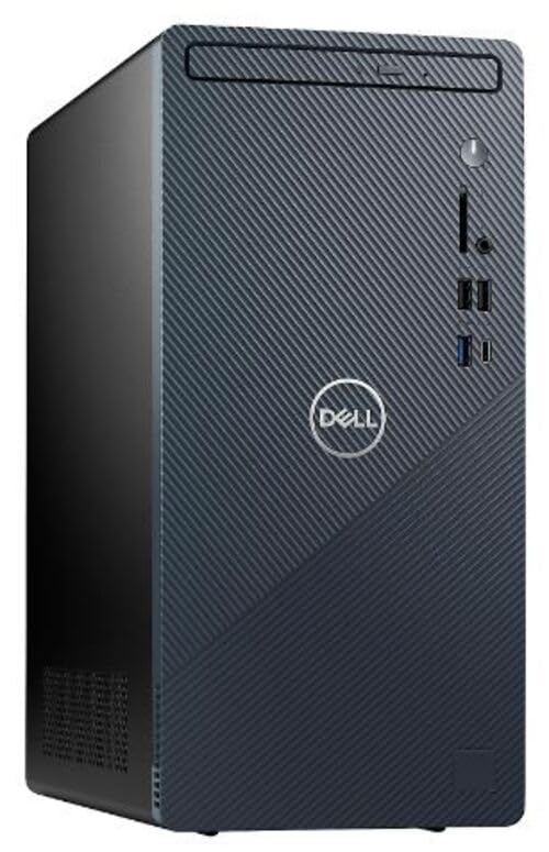 Dell Inspiron 3000 3910 Desktop Computer - Intel Core i3 12th Gen i3-12100 Quad-core (4 Core) 3.30 GHz - 8 GB RAM DDR4 SDRAM - 256 GB M.2 PCI Express NVMe SSD - Tower - Black, Mist Blue - (Renewed)