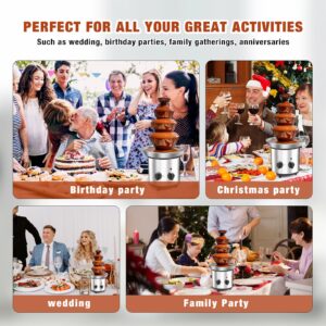 FUNYEE Chocolate Fountain Machine, 3.4 lbs 4-Tier Electric Chocolate Fondue Fountain Set with 10PCS Forks, Stainless Steel Cheese Fountain Melting Pot for Chocolate Candy, Ranch, Nacho Cheese