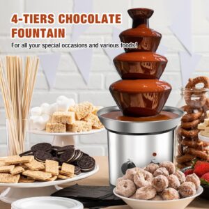 FUNYEE Chocolate Fountain Machine, 3.4 lbs 4-Tier Electric Chocolate Fondue Fountain Set with 10PCS Forks, Stainless Steel Cheese Fountain Melting Pot for Chocolate Candy, Ranch, Nacho Cheese