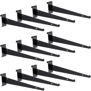 10 pieces 12" gridwall shelf bracket black knife shelf brackets for grid wall shelf bracket with lip heavy duty shelf gridwall accessories for all 3" grid panels (12 inch, 10)