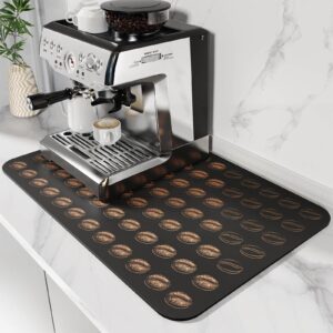 coffee mat coffee bar mat hide stain absorbent drying mat with waterproof rubber backing fit under coffee maker coffee machine coffee pot espresso machine coffee bar accessories-black marble
