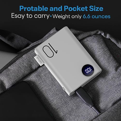 CZXTUZI 5V 2A Power Bank for Heated Vest, Packet Size 10000mAh Heated Jacket Battery Pack, LCD Display Portable Charger for Heated Coat,Heated Pants etc.