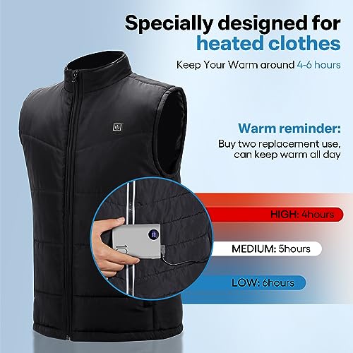 CZXTUZI 5V 2A Power Bank for Heated Vest, Packet Size 10000mAh Heated Jacket Battery Pack, LCD Display Portable Charger for Heated Coat,Heated Pants etc.