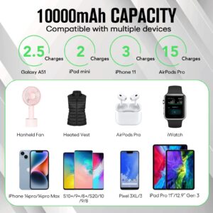 CZXTUZI 5V 2A Heated Vest Battery Pack, Packet Size 10000mAh Heated Jacket Power Bank, LCD Display Portable Charger for Heated Coat,Heated Pants etc.