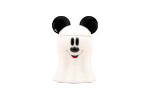 disney decorations mickey mouse ghost cookie and candy jar | cute ceramic housewarming gifts for men and women and kids | official diseny licensee | 1 set