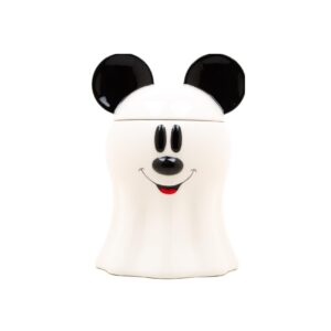 Disney Decorations Mickey Mouse Ghost Cookie and Candy Jar | Cute Ceramic Housewarming Gifts For Men And Women And Kids | Official Diseny Licensee | 1 Set