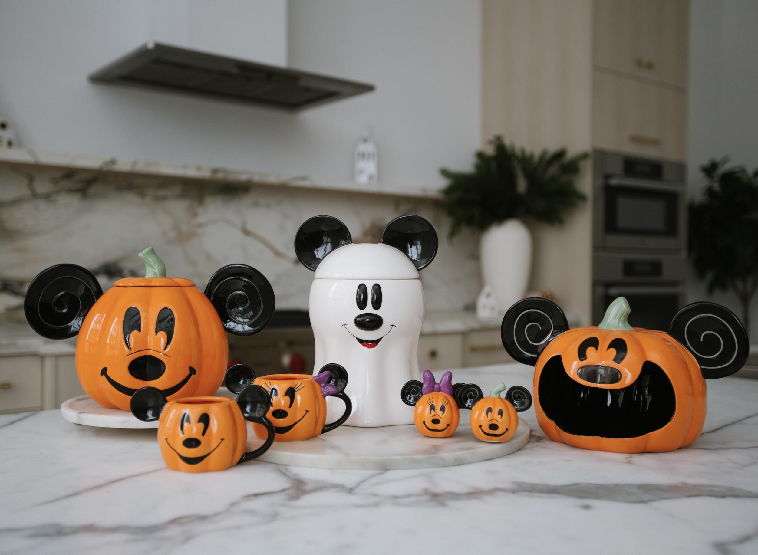 Disney Decorations Mickey Mouse Ghost Cookie and Candy Jar | Cute Ceramic Housewarming Gifts For Men And Women And Kids | Official Diseny Licensee | 1 Set