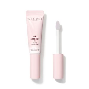 wander beauty lip retreat oil - oasis glow (shimmery clear) - 4 in 1 tinted lip oil + moisturizing lip gloss with avocado, vitamin e & rosehip - hydrating luxurious lip care for dry lips - 0.33 fl oz