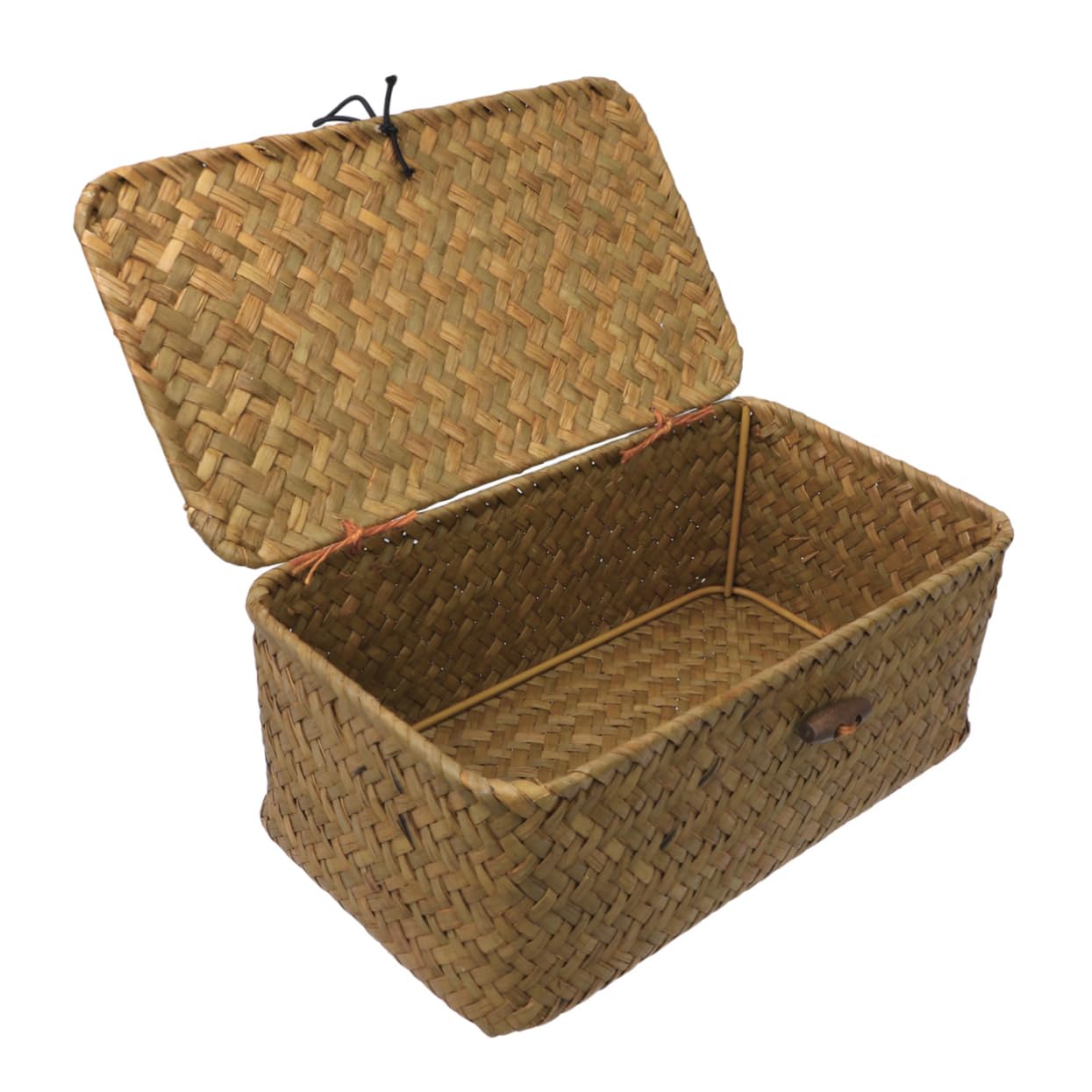 HOMSFOU 3pcs Makeup Wicker Shallow Wicker Basket Wicker Storage Cubes Rattan Stacking Organizing Baskets Woven Cube Woven Organizer Baskets for Shelf Straw Storage Basket Drawer Wooden