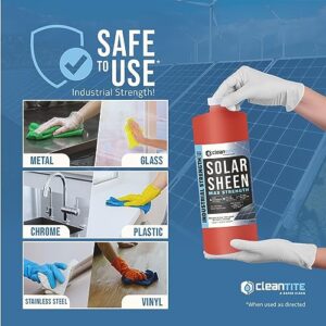 Cleantite Solar Panel Cleaner, Solar Sheen Max 32oz (Makes 166 Gallons) and 1 Gallon Battery Powered Sprayer HD1000-S