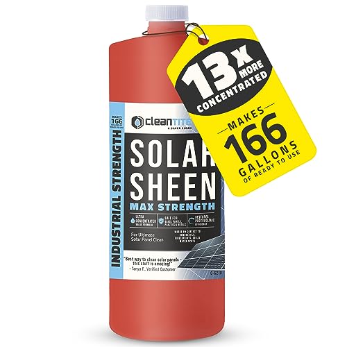 Cleantite Solar Panel Cleaner, Solar Sheen Max 32oz (Makes 166 Gallons) and 1 Gallon Battery Powered Sprayer HD1000-S