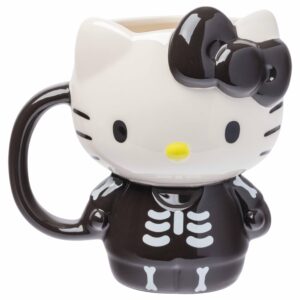 silver buffalo sanrio hello kitty halloween skeleton costume ceramic 3d sculpted mug, 20 ounces