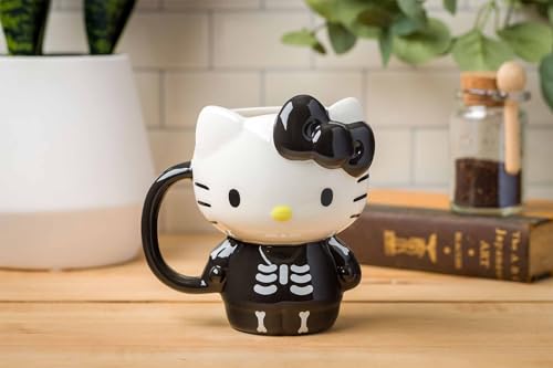 Silver Buffalo Sanrio Hello Kitty Halloween Skeleton Costume Ceramic 3D Sculpted Mug, 20 Ounces