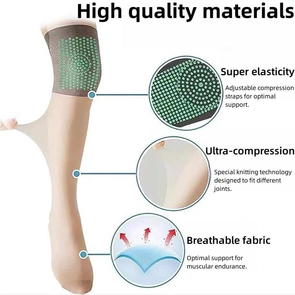 Elsmus Pearl Moon Ionic Correction Lymphatic Detoxification Long Tube Silk Stockings, Knee Socks (2 pairs-A)