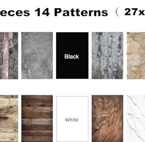 39x27in Tabletop Food Photography Backdrops Paper with Stand 7PCS 14Patterns Wood Marble Brick Texture Background