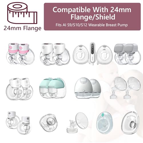 Flange Inserts 13/15/17/19/21mm 10PCS for Momcozy S9/S9pro/S10/S12/S12pro/Medela/Tsrete/Spectra/Bellababy etc 24mm Wearable Breast Pump, Reduce 24mm Tunnel Down to Correct Size - 10PCS