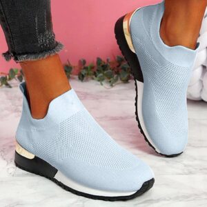 JWSVBF Women's Fashion Sneakers Orthopedic Wedges Mesh, Backless Sneakers for Women Mesh Knit Wedge Sandals Wide Width Casual Shoes with Heels Unisex Fashion Summer