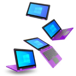 AWOW Purple 11.6" FHD 2 in 1 Touchscreen Laptop with Stylus, Intel N4120 Processor 6GB RAM 256GB M.2 SSD Storage Kids Convertible Laptop