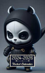 pocket calendar 2024-2026: two-year monthly planner for purse , 36 months from january 2024 to december 2026 | chibi art | futuristic panda miniature ninja
