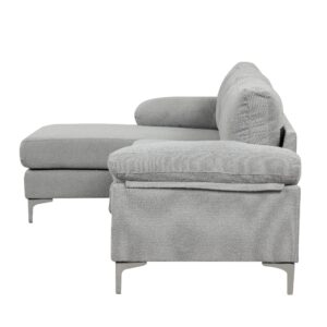 Casa Andrea Milano Modern Large BOUCLÉ L-Shape Sectional Sofa, Luxury Couch with Extra Wide Chaise Lounge, Couch for Living Room Apartment Lounge, Light Grey Boucle