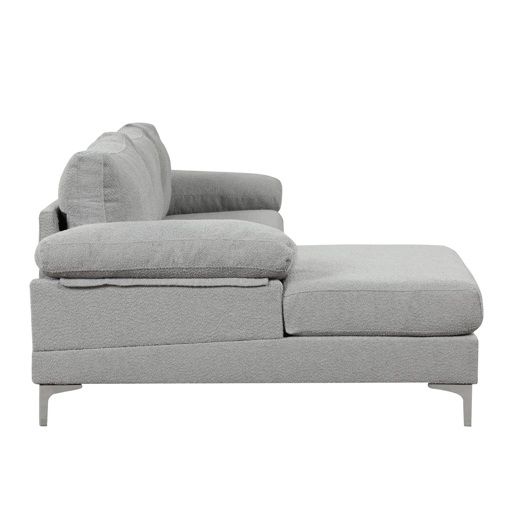 Casa Andrea Milano Modern Large BOUCLÉ L-Shape Sectional Sofa, Luxury Couch with Extra Wide Chaise Lounge, Couch for Living Room Apartment Lounge, Light Grey Boucle