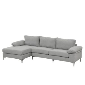 Casa Andrea Milano Modern Large BOUCLÉ L-Shape Sectional Sofa, Luxury Couch with Extra Wide Chaise Lounge, Couch for Living Room Apartment Lounge, Light Grey Boucle