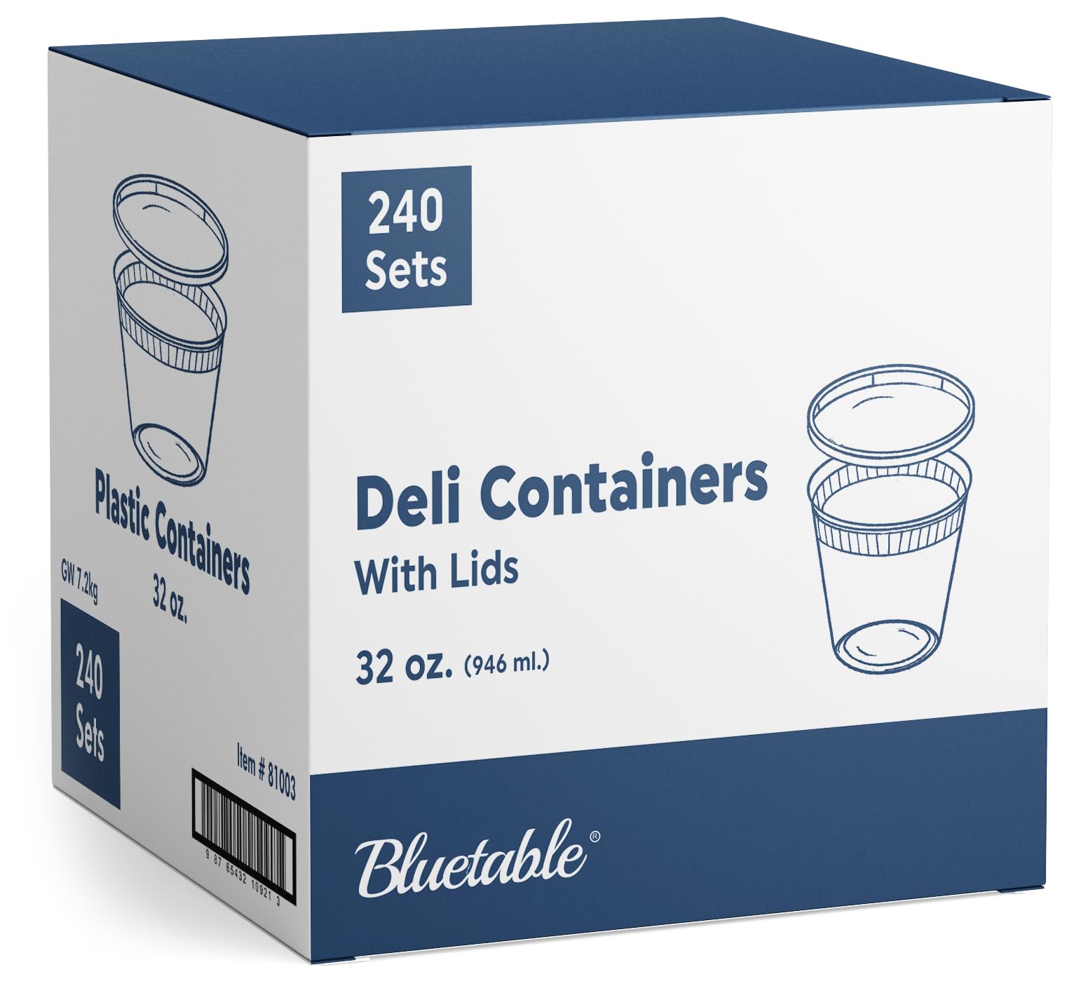 32 oz Deli Containers with Lids (240 Pack) Bulk – Plastic Quart Container with Lid Disposable 32oz freezer Soup & Food Storage Tall large Container 32 Ounce - Cups with Cover [240 Sets Case/Pack]