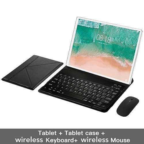 Haofy 2 in 1 Tablet PC, MT6755 Octa Core Dual Camera 4G LTE 10.1 Inch Tablet 12GB RAM 256GB ROM 5G WiFi with Keyboard Mouse for Entertainment (US Plug)