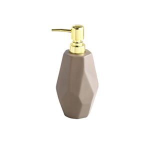 grfit soap bottles ceramic soap dispenser bathroom decoration toothbrush holder soap box abs pump head lotion bottle toothbrush cup toothpaste dispenser tray set soap dispenser (color : 1pcs-brown)