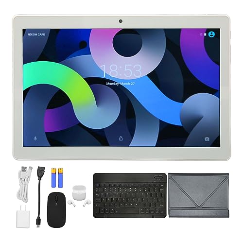 Haofy 10.1 Inch Tablet, Dual Speakers 4G LTE 12GB 256GB 2 in 1 Tablet 5G WiFi US Plug 100‑240V with BT Earbuds for Android 12.0 for Study (US Plug)