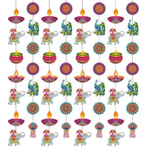 ceenna 8 pcs happy diwali hanging decoration supplies indian festival of lights hanging banner deepavali suture paper circle garland diwali decor for home doorway curtain birthday party decoration