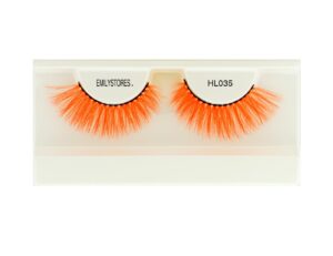 emilystores orange eyelashes colored halloween lashes for costume dramatic long eye lashes masquerade party cosplay makeup lashes 1 pair (orange)