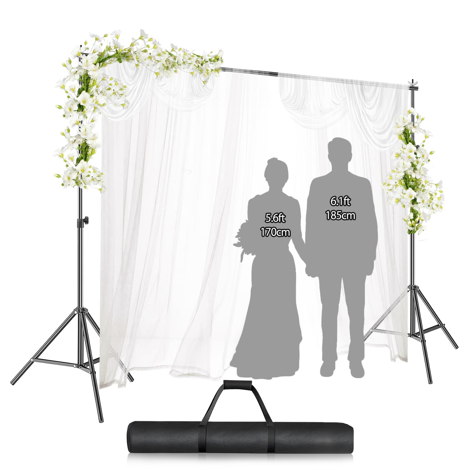 EMART Backdrop Stand,10x8ft Adjustable Photo Background Stand for Parties Photography, Back Drop Stand Banner Background Holder Support System Kit for Photoshoot Video Studio, Birthday